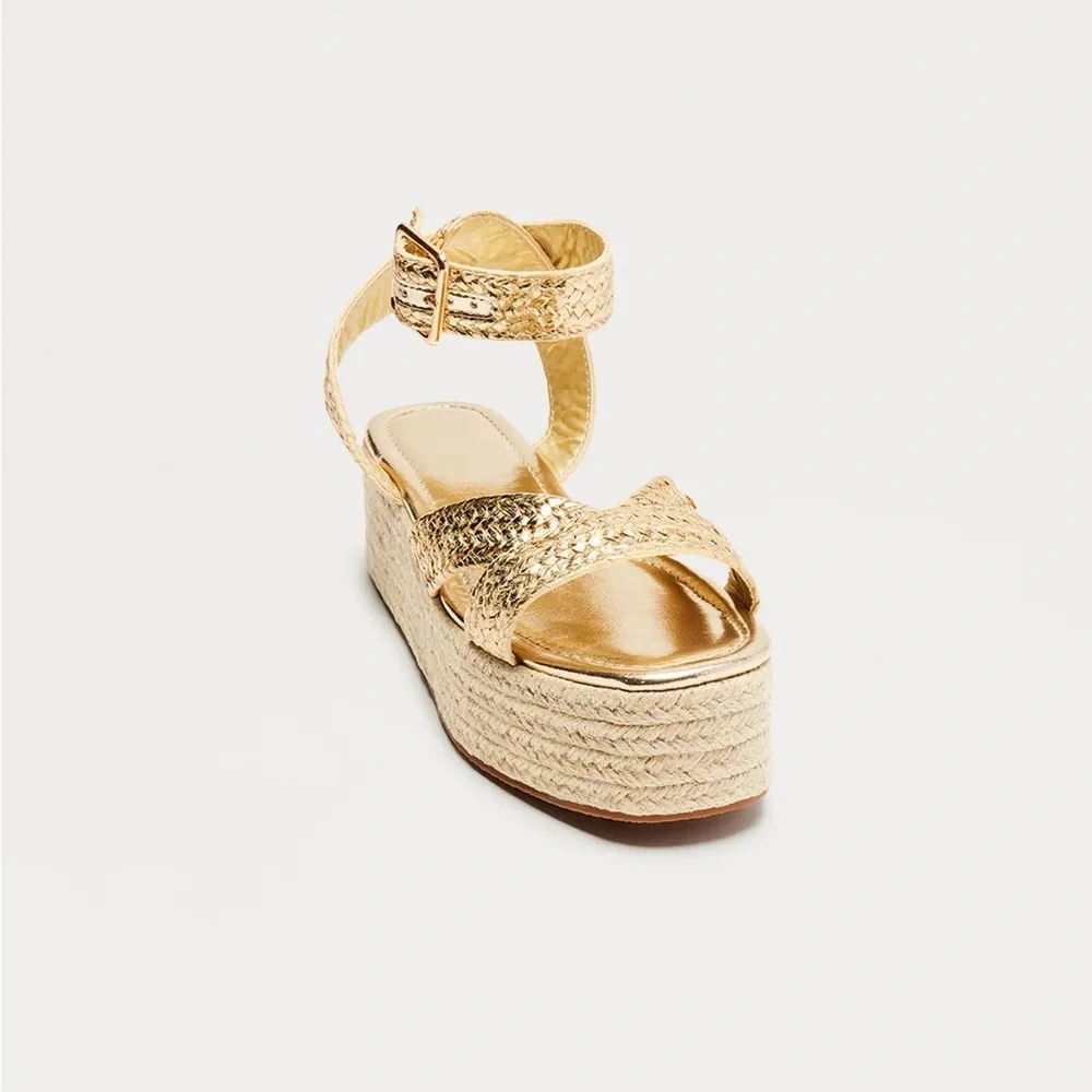 Gold metallic platform wedges